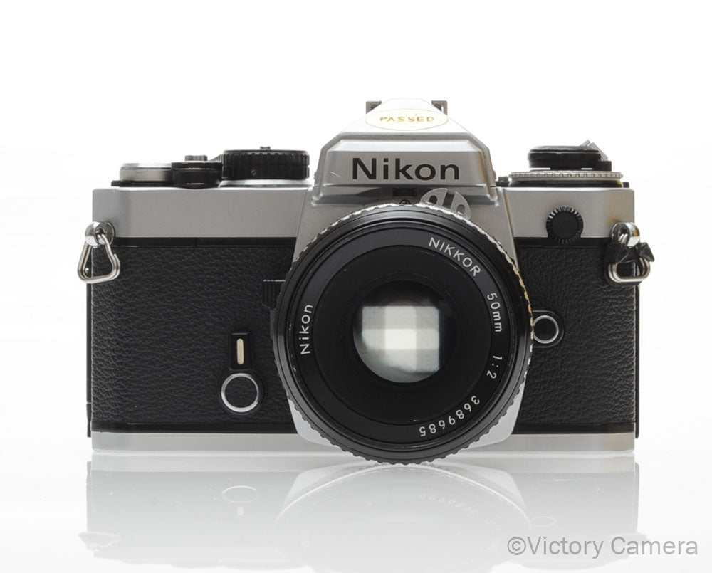 Nikon FE Chrome 35mm Film Camera 50mm F2.0 Lens [EXC] - Victory Camera