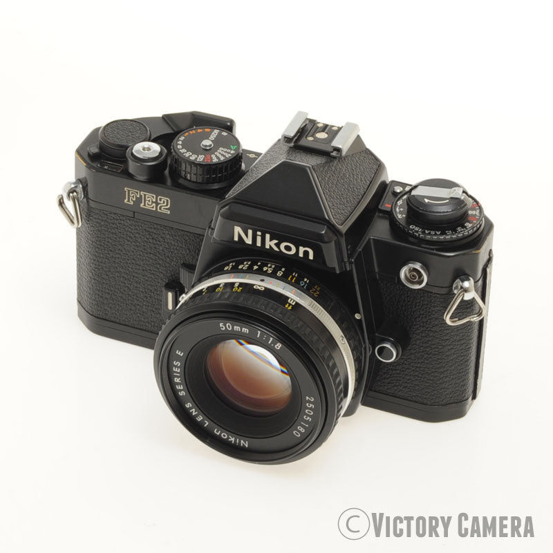 Nikon FE-2 FE2 Black 35mm Camera with 50mm f1.8 AI-S Lens -New Seals- [EXC]