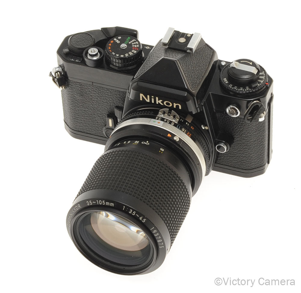 Nikon FM Black 35mm Film Camera with 35-105mm AI-S Zoom Lens [EXC+] - Victory Camera