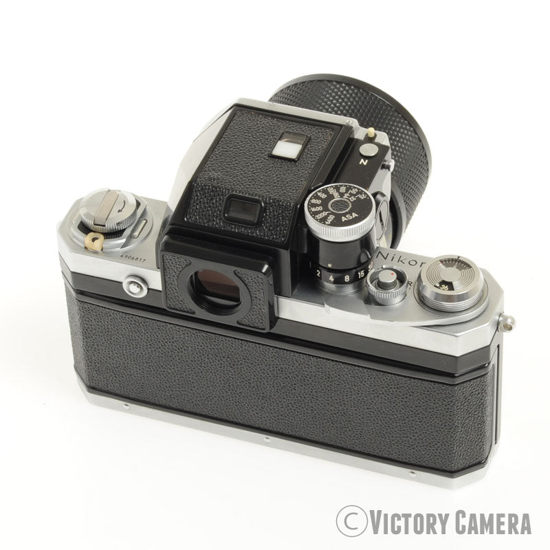 Nikon F Chrome 35mm Camera Body 43-86mm Zoom Lens + Prism, Case [EXC]
