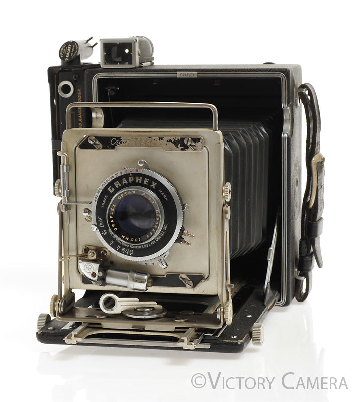 Graflex Crown Graphic 4x5 View Camera w/ 135mm f4.7 Graflex Optar Lens [EXC] - Victory Camera