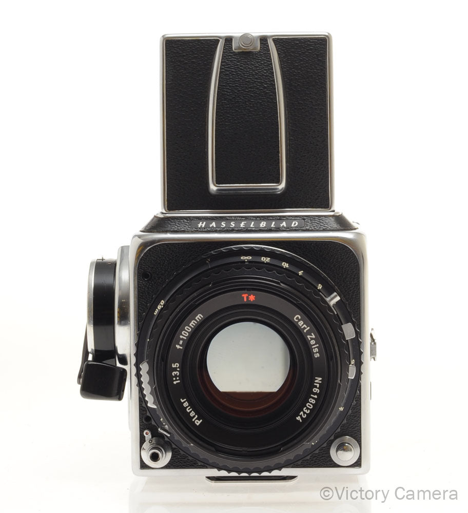 Hasselblad 500c Chrome Medium Format Camera w/ 100mm Planar Lens 12 Back WLF [EXC+]
