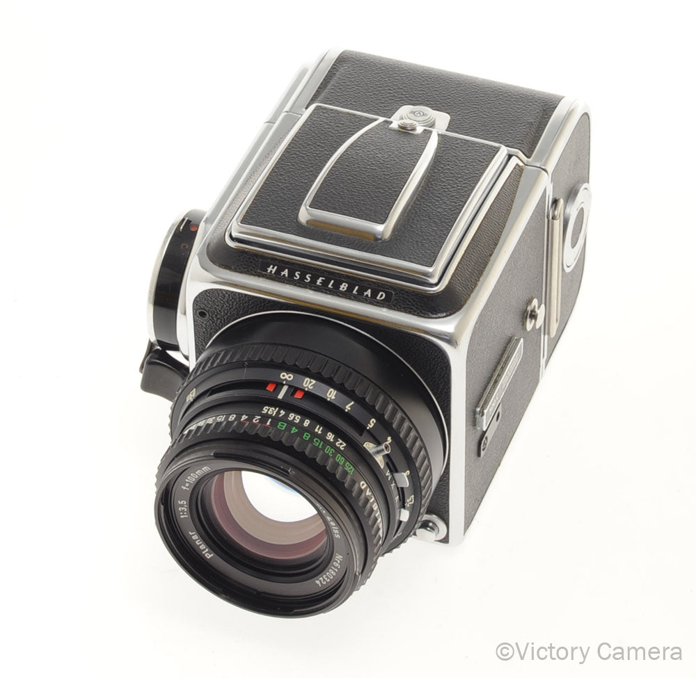Hasselblad 500c Chrome Medium Format Camera w/ 100mm Planar Lens 12 Back WLF [EXC+]