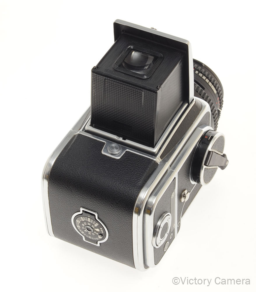 Hasselblad 500c Chrome Medium Format Camera w/ 100mm Planar Lens 12 Back WLF [EXC+]