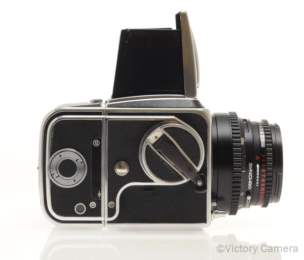 Hasselblad 500c Chrome Medium Format Camera w/ 100mm Planar Lens 12 Back WLF [EXC+]