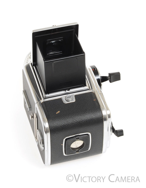 Hasselblad 500c Chrome Camera w/ Rare Microprism Grid Screen, 80mm, 12 Back - Victory Camera