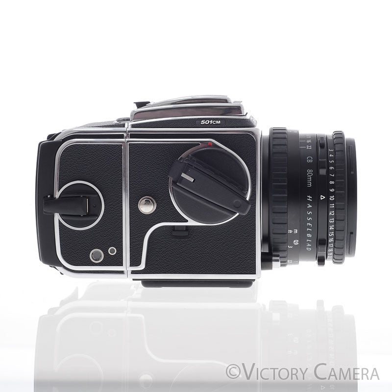 Hasselblad 501cm Chrome Camera w/ 80mm f2.8 CB T* Lens A12 Back WLF [EXC+]