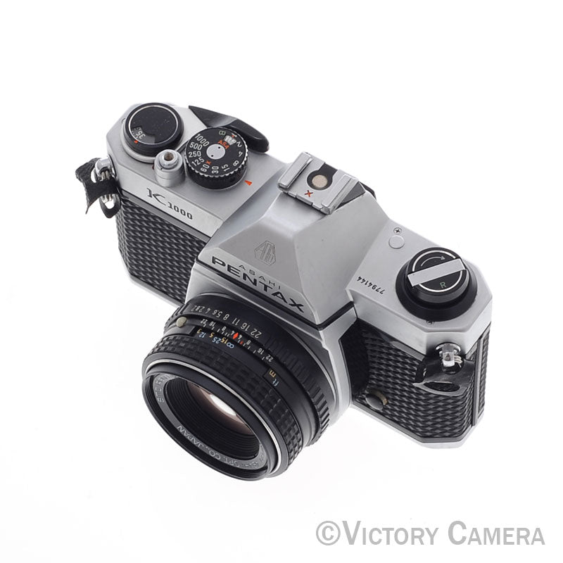 Pentax K1000 Chrome 35mm Film Camera w/ 50mm f2 Lens [EXC] - Victory Camera