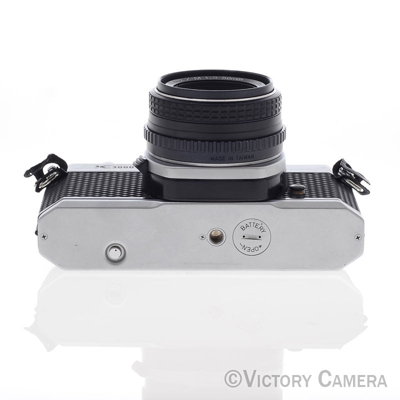 Pentax K1000 Chrome 35mm Film Camera w/ 50mm f2 Lens [EXC] - Victory Camera