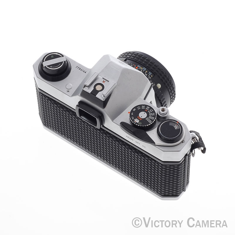 Pentax K1000 Chrome 35mm Film Camera w/ 50mm f2 Lens [EXC] - Victory Camera