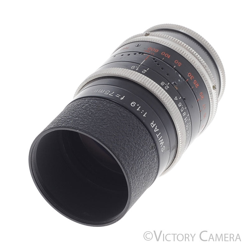 Kern-Paillard Switar Bolex 75mm f1.9 C Mount Cine Lens [EXC] - Victory Camera
