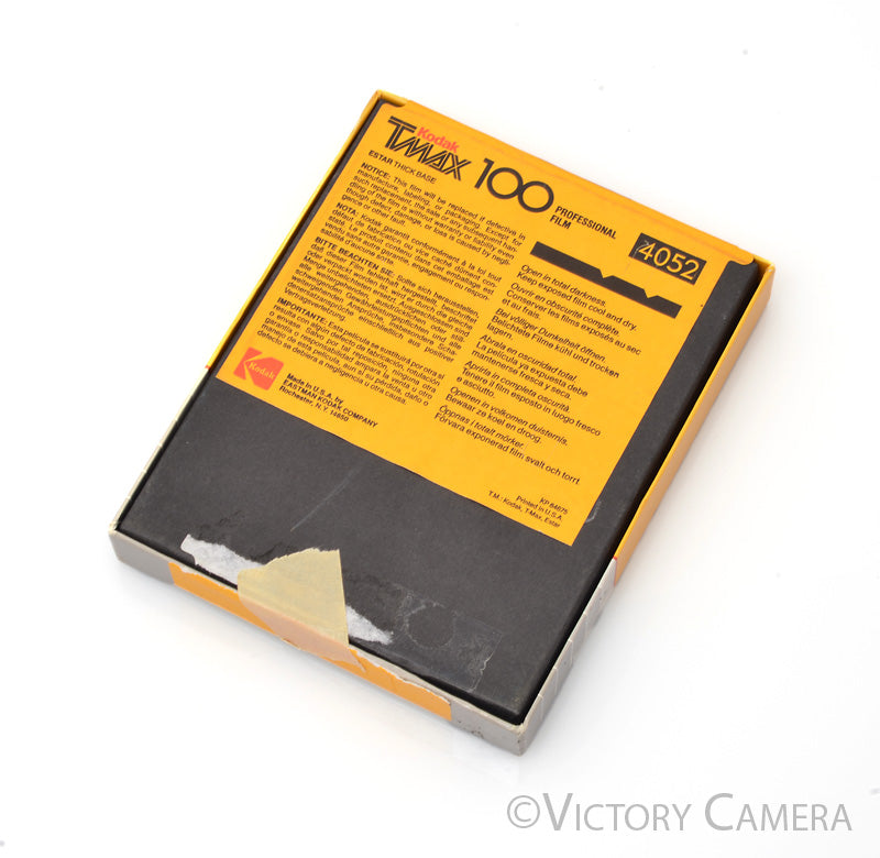 Kodak 4x5 TMax 100 4052 Film box of 25 -Unopened, Expired 1990- [AS-IS] - Victory Camera