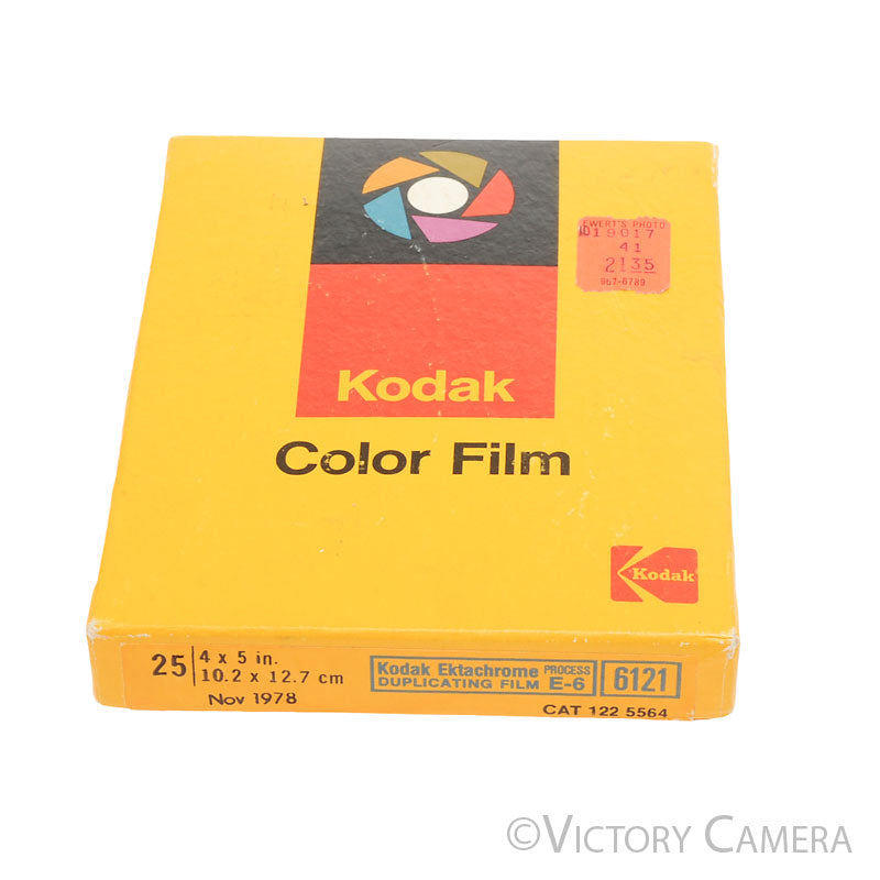 Kodak 25x Ektachrome 100 6121 4x5 Film -Unopened, Exp.1978- [AS-IS] [AS-IS] - Victory Camera