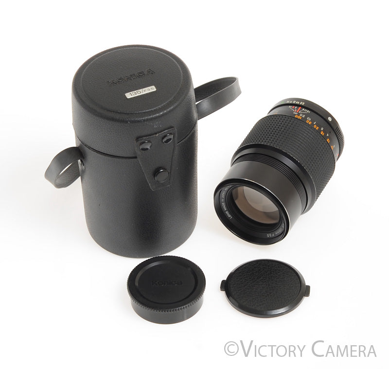 Konica Hexanon AR 135mm f3.5 Manual Focus Lens w/ Case [BAR]