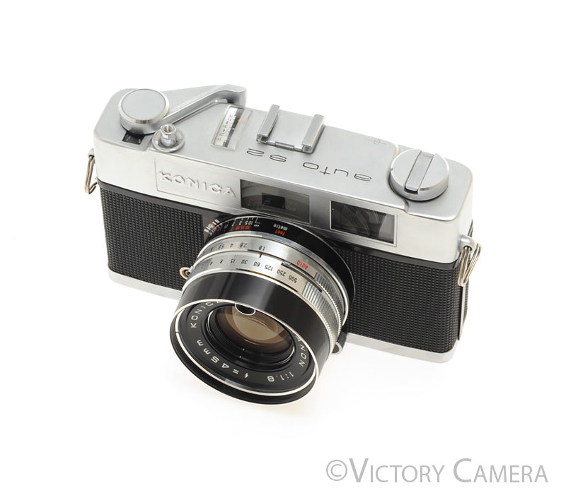 Konica Auto S2 Chrome 35mm Rangefinder w/ 45mm f1.8 Lens -New Seals- [