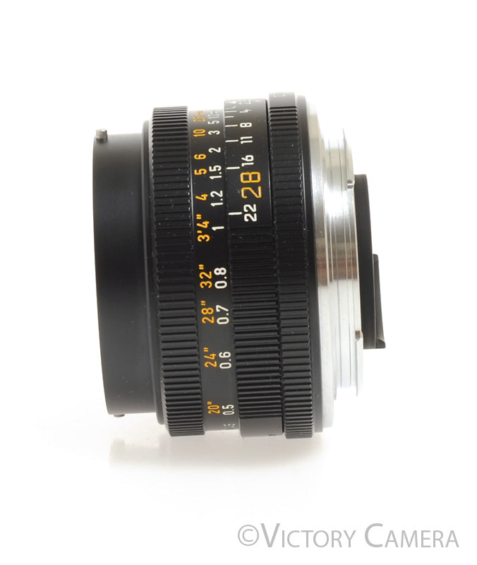 Leica Elmarit-R 28mm f2.8 R Cam Wide Lens w/ Box, Case, Shade, Caps [EXC+] - Victory Camera