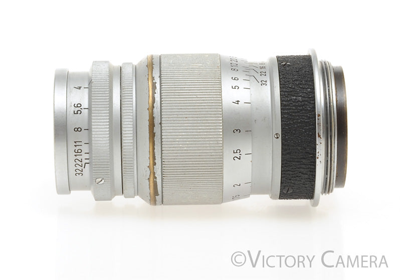 Leitz Leica Elmar 9cm 90mm f4 Chrome LTM Lens w/ Bubble [EXC-] - Victory Camera