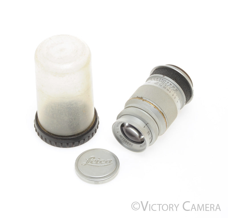 Leitz Leica Elmar 9cm 90mm f4 Chrome LTM Lens w/ Bubble [EXC-] - Victory Camera