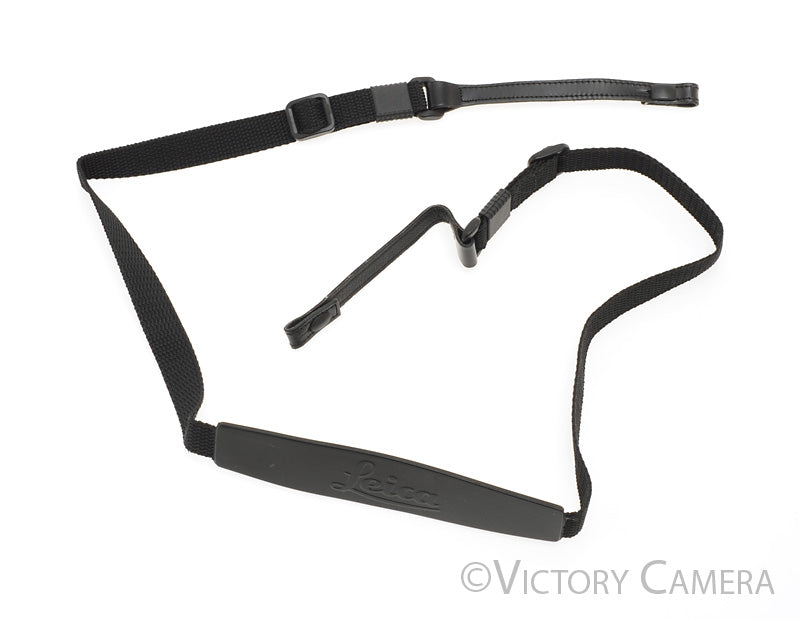 Leica Black Strap w/ &quot;Leica&quot; Pad, Leather Ends  [EXC+] - Victory Camera