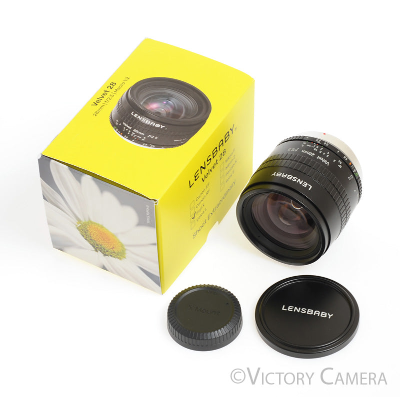 Lensbaby Velvet 28mm f2.5 1:2 Macro Lens for Fujifilm X [MINT] - Victory Camera