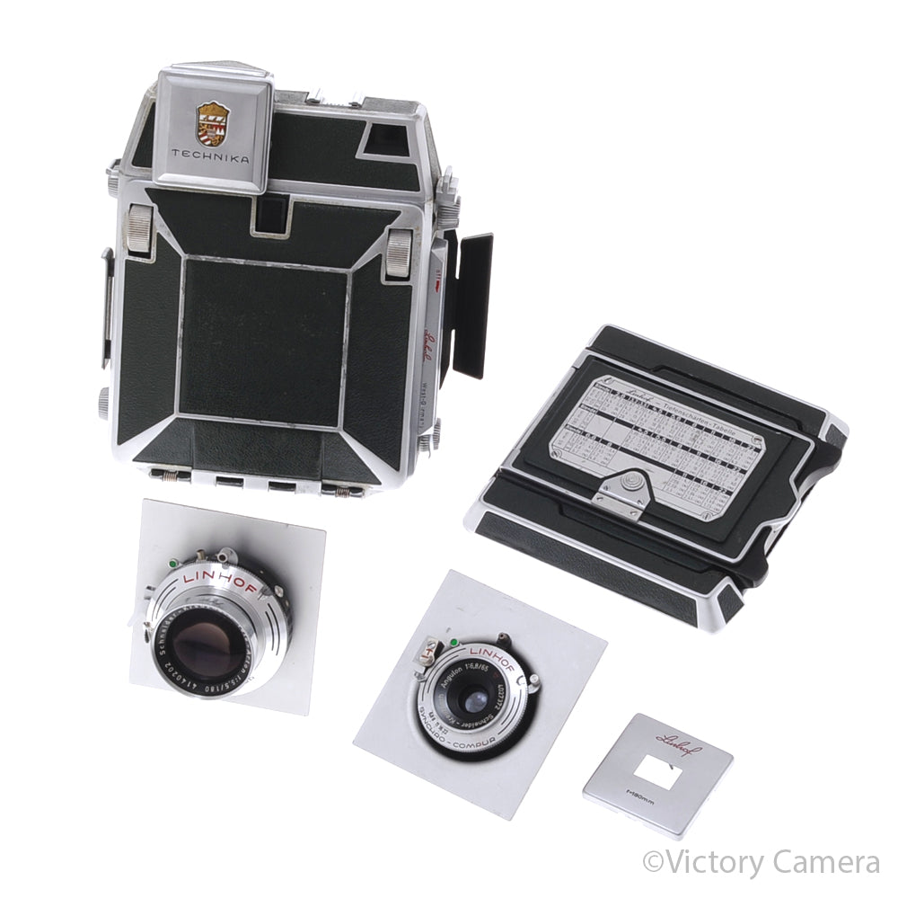 Linhof Technika III Green 6x9 Camera, 3 Lenses, Ground Glass [EXC] - Victory Camera