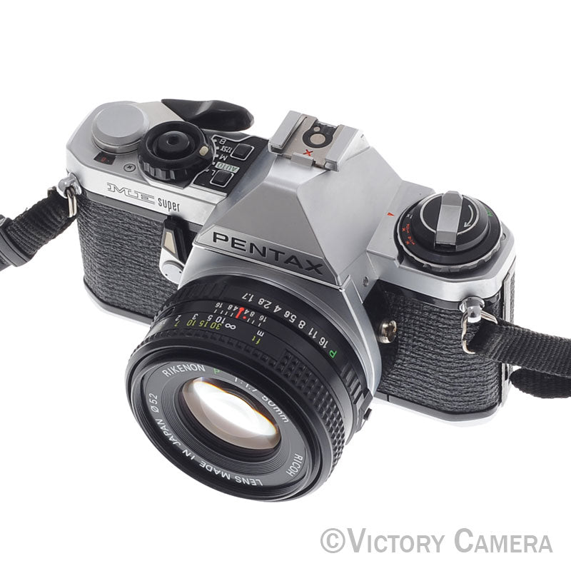 Pentax ME Super Chrome 35mm SLR Camera w/ 50mm f1.7 Lens - New Seals- [EXC] - Victory Camera