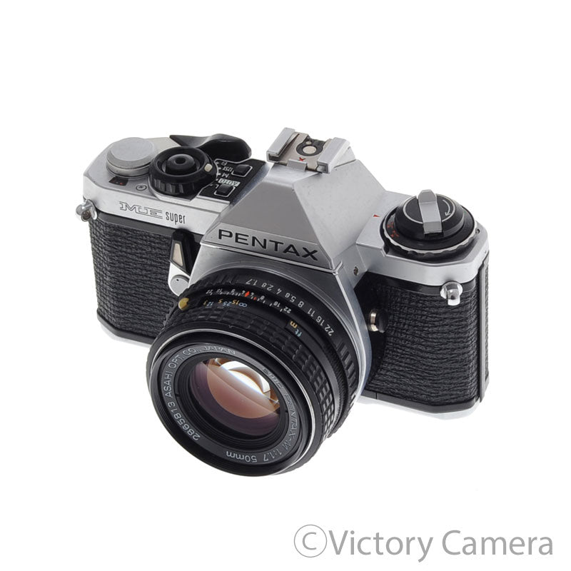 Pentax ME Super Chrome 35mm SLR Camera w/ 50mm f1.7 Lens [EXC] - Victory Camera
