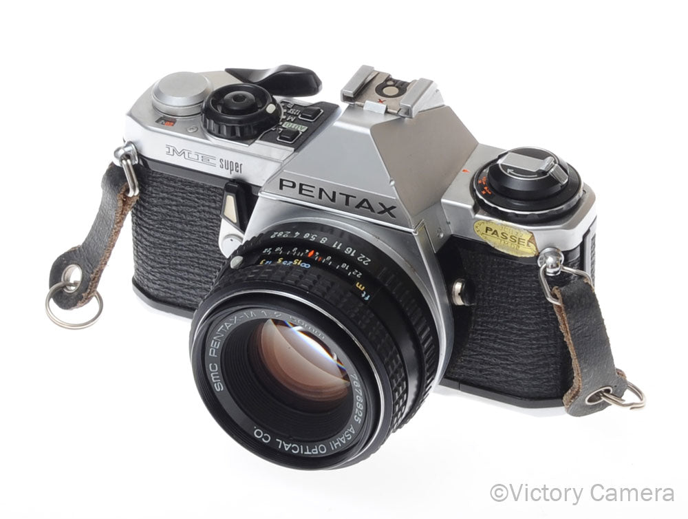 Pentax ME Super Chrome 35mm SLR Camera w/ 50mm f2 Lens [EXC-] - Victory Camera