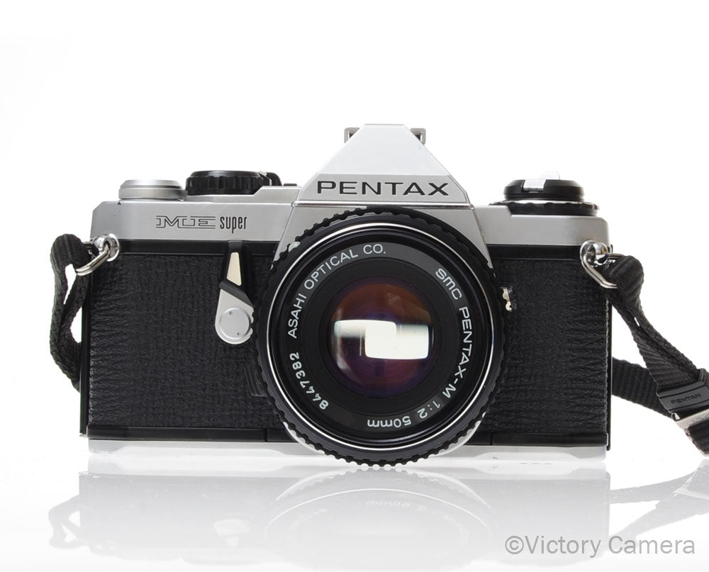Pentax ME Super Chrome 35mm SLR Camera w/ 50mm f2 Lens [EXC+] - Victory Camera