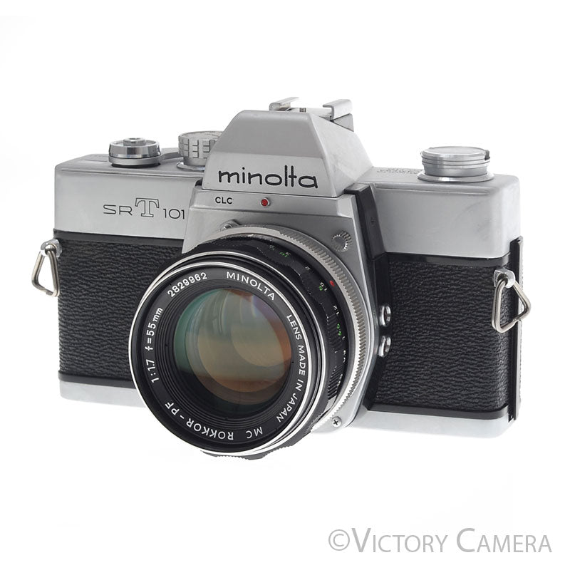 Minolta SRT101 SRT 101 Chrome 35mm Camera with 55mm F1.7 Lens [EXC] - Victory Camera