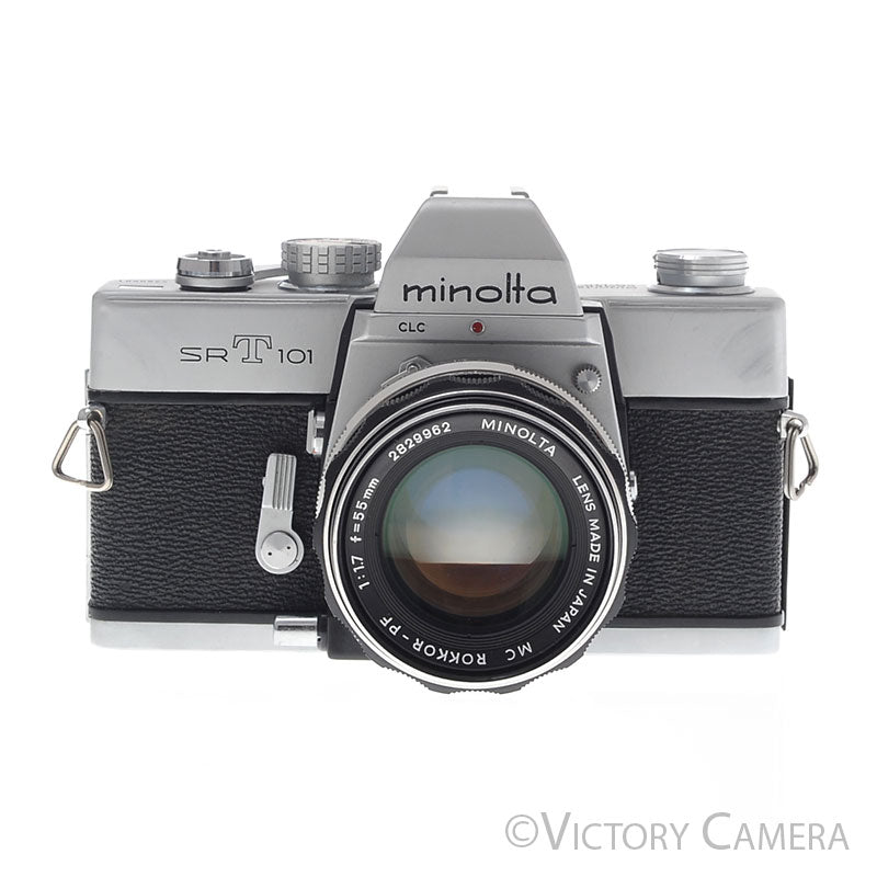 Minolta SRT101 SRT 101 Chrome 35mm Camera with 55mm F1.7 Lens [EXC] - Victory Camera