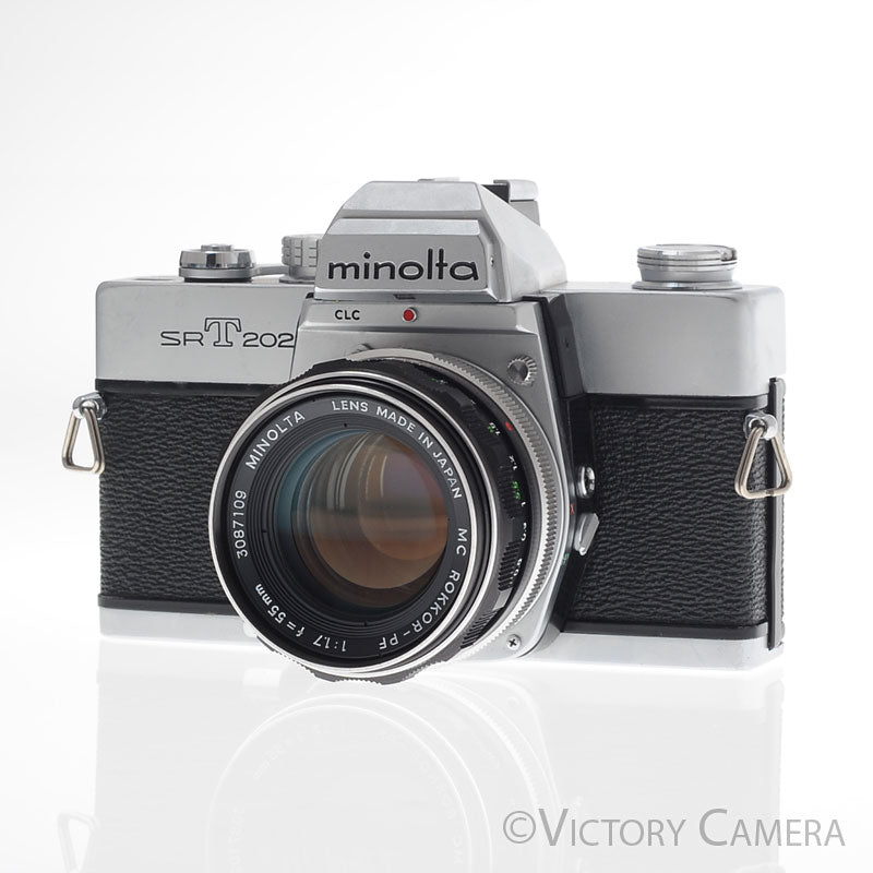 Minolta SRT 202 SRT 202 Chrome 35mm Camera w/ 55mm f1.7 Lens [EXC-] - Victory Camera