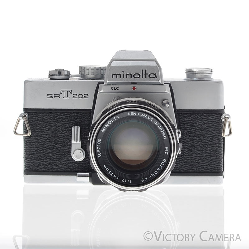 Minolta SRT 202 SRT 202 Chrome 35mm Camera w/ 55mm f1.7 Lens [EXC-] - Victory Camera