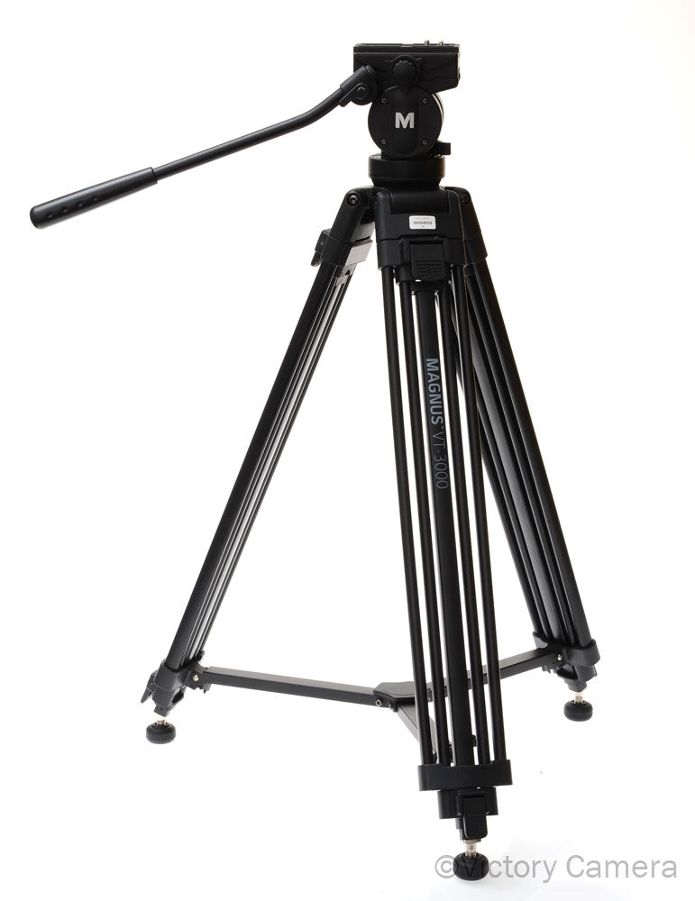 Magnus VT-3000 Tripod Legs w/ Fluid Head ~61" Tall [EXC+] - Victory Camera