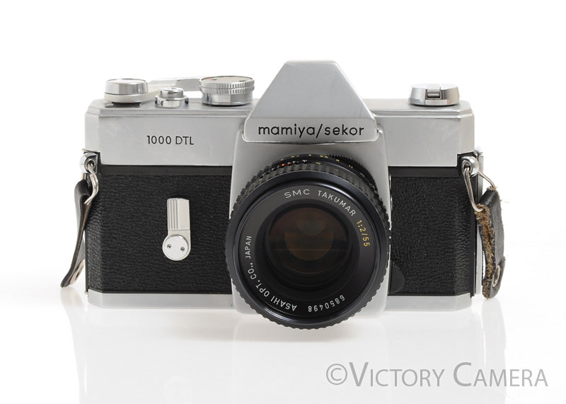 Mamiya/Sekor 1000 DTL Chrome 35mm Camera w/ Pentax 55mm f2 Lens -No Meter-
