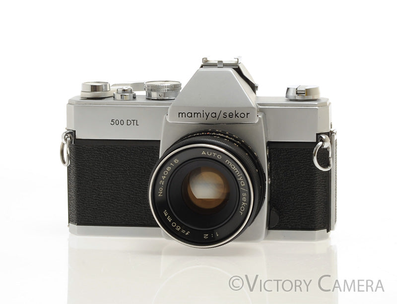Mamiya 500 DTL Chrome 35mm SLR Camera w/ 50mm f2 Lens -No Meter- [EXC-] - Victory Camera
