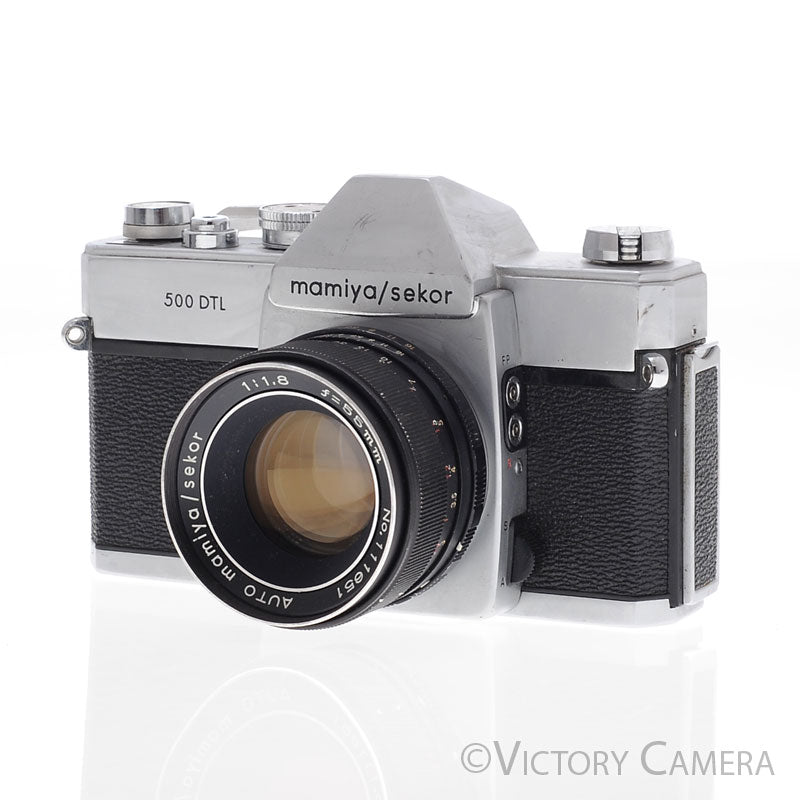 Mamiya 500 DTL Chrome 35mm SLR Camera w/ 55mm f1.8 Lens -No Meter- [EXC-] - Victory Camera