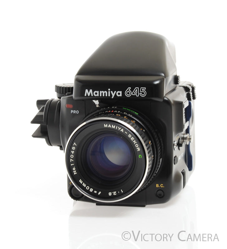 Mamiya 645 Pro Camera Eye Level Prism w/ 80mm Lens & 120 Back -Clean- - Victory Camera