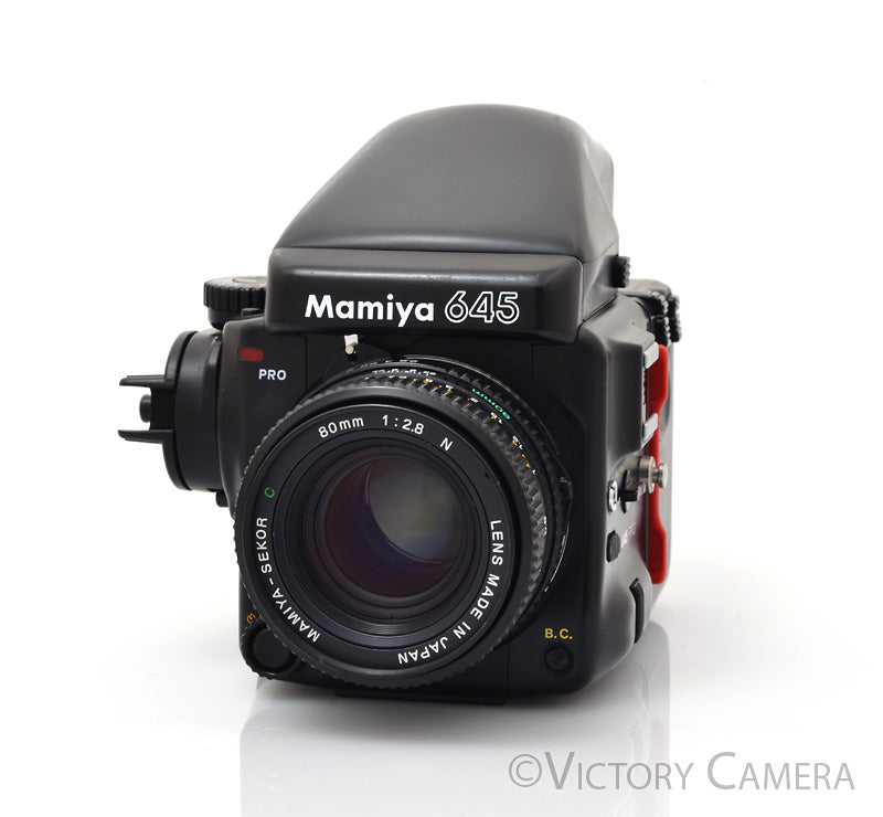 Mamiya 645 Pro Camera Eye Level Prism w/ 80mm Lens &amp; 120 Back  [EXC+] - Victory Camera