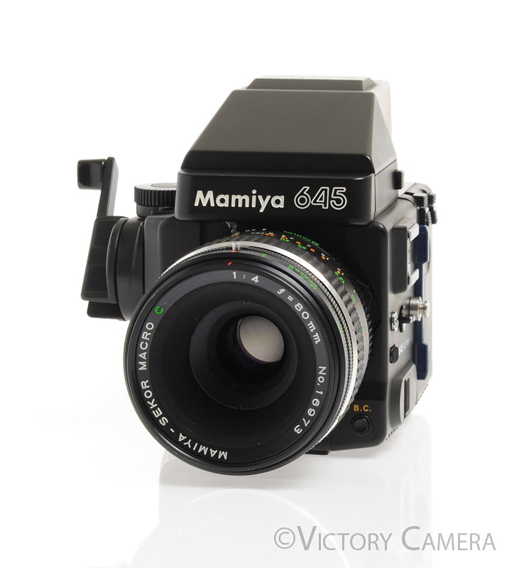 Mamiya 645 Super Medium Format Film Camera w/ Prism Finder 80mm f4 Macro Lens - Victory Camera