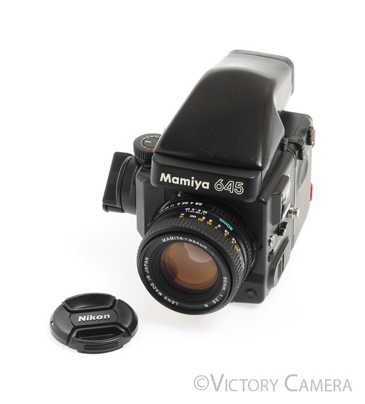 Mamiya 645 カメラ Mamiya 645 Super Medium Format Film Camera w/ Prism Finder 80mm Lens W