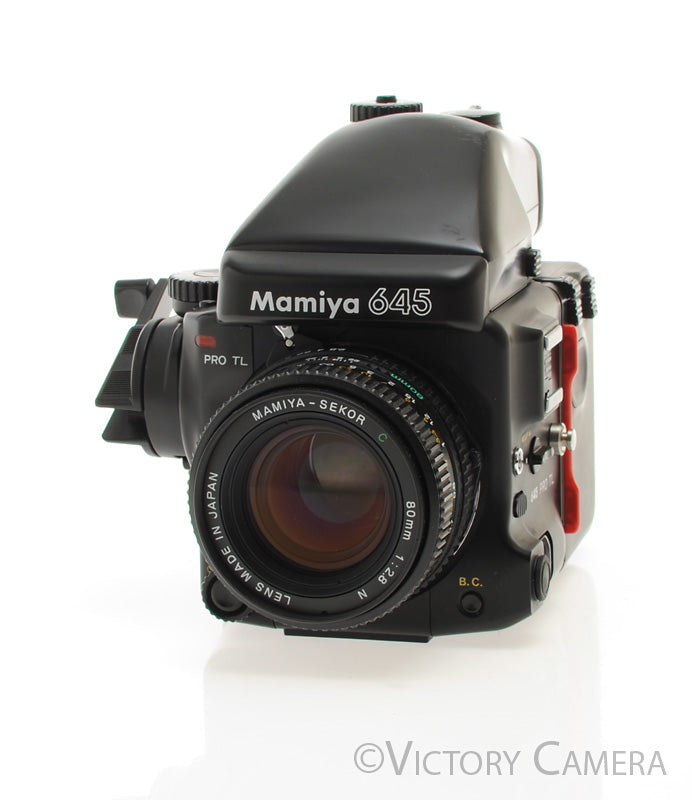 Mamiya 645 Pro w/80mm f2.8N lens, AE prism, 120 back, Grip