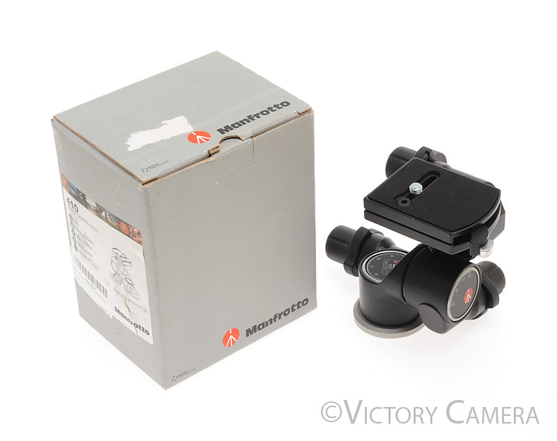 Manfrotto Bogen 3-Way Geared Pan-and-Tilt Head with 410PL QR [MINT] - Victory Camera
