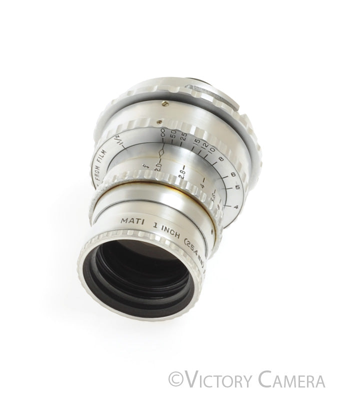 Mati Rare 1" (25.4mm) f2 Cine Navitar Lens for 16mm Fastax Mount [EXC] - Victory Camera