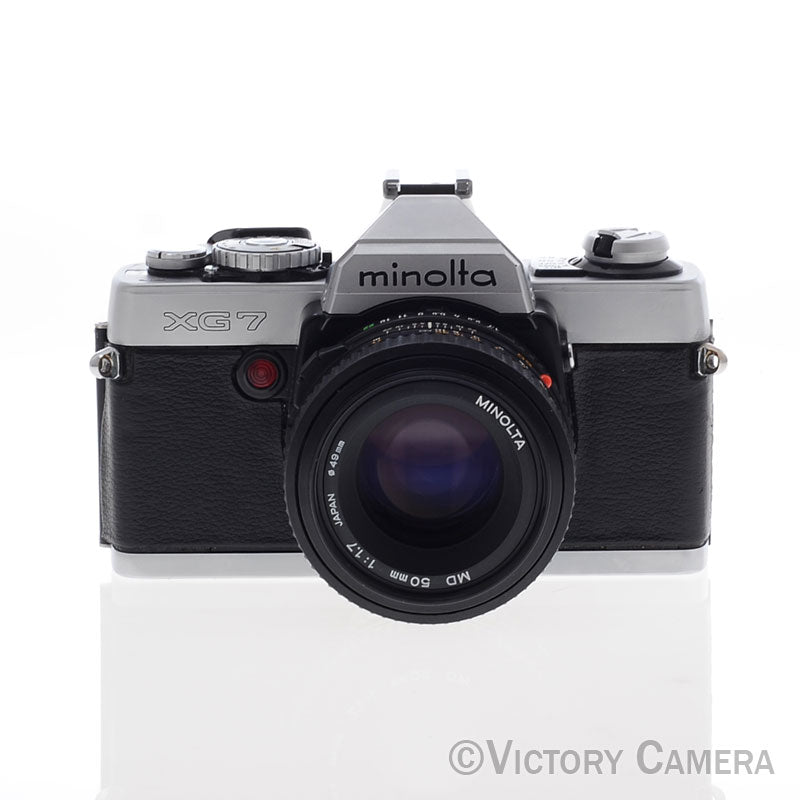 Minolta XG-7 XG7 Chrome 35mm Camera w/ Rokkor-X 50mm f1.7 Lens  [EXC+] - Victory Camera