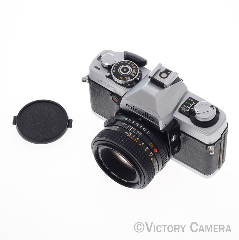 Minolta XG-7 XG7 Chrome 35mm Camera w/ Rokkor-X 50mm f1.7 Lens  [EXC+] - Victory Camera