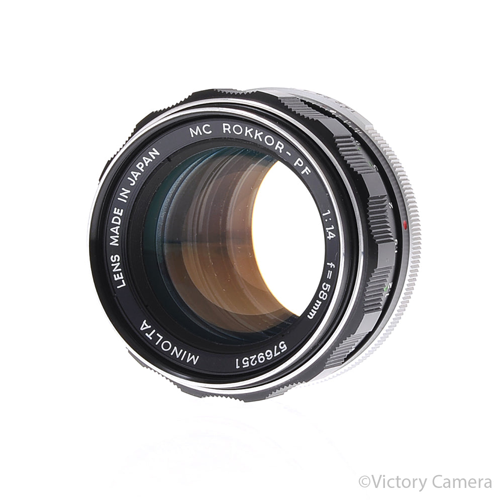 Minolta MC Rokkor-PF 58mm f1.4 Fast Prime Lens [EXC+] - Victory Camera