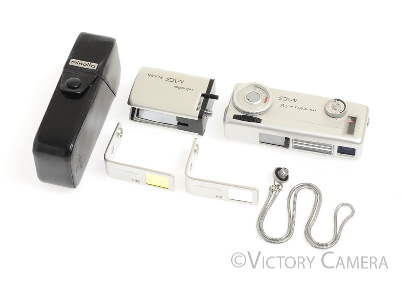 Minolta-16 MG Chrome 16mm Subminitature Spy Camera Kit -Clean in Case- - Victory Camera