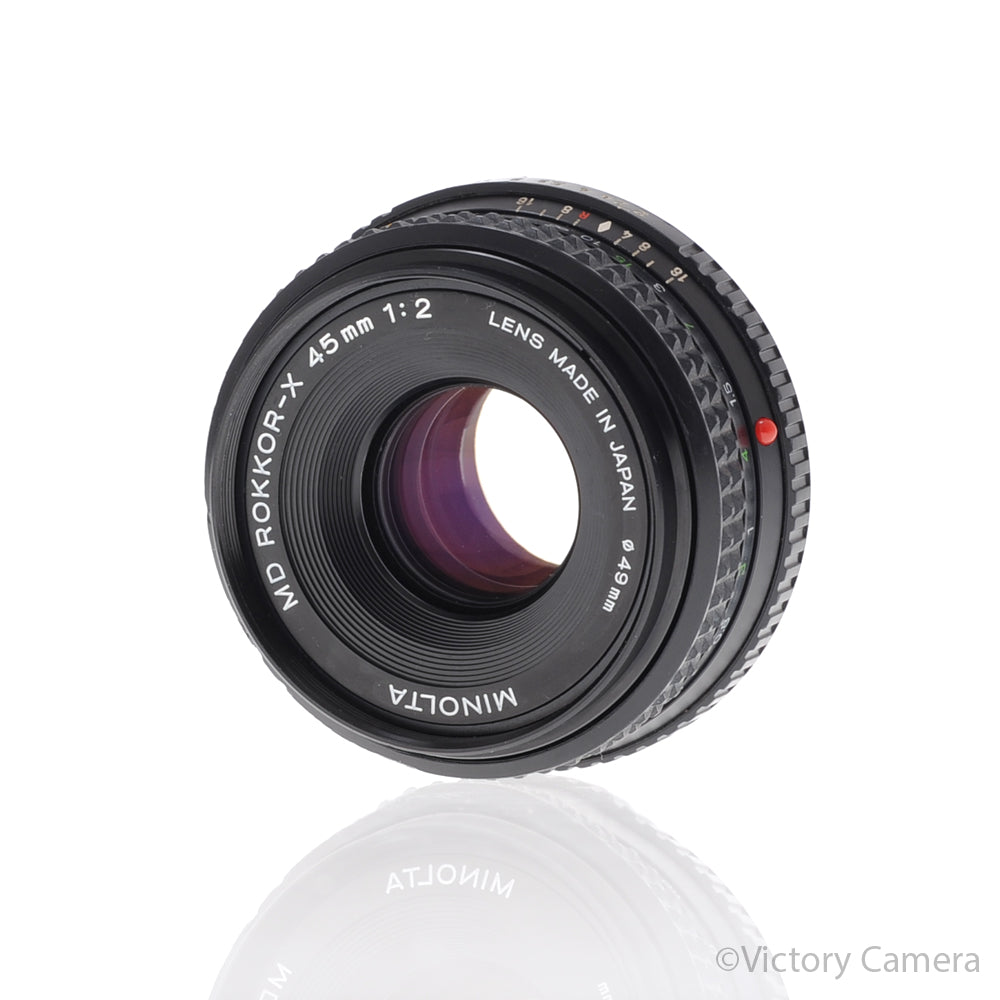 ミノルタ MD ROKKOR-X 45mm F2 Minolta MD Rokkor-X 45mm f2 Manual Focus Pancake Prime Lens [EXC]