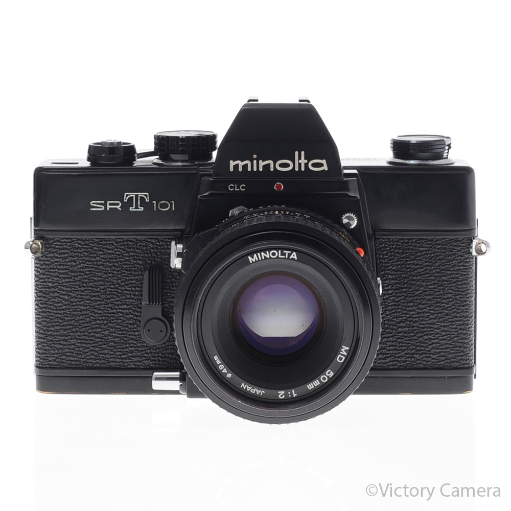 Minolta SRT101 SRT 101 Black 35mm Camera w/ 50mm f2 Lens [EXC] image 1